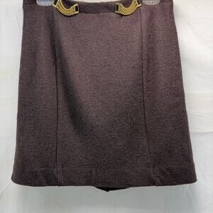 Virginia Taylor women’s size 4 short wool blend skirt with gold accents